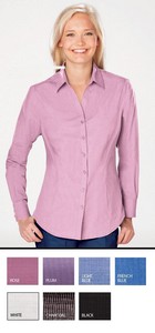 Ladies' Long Sleeve Heathered Crossweave Shirt