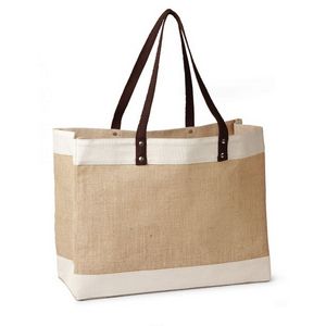 Laminated Cotton Accent Jute Tote
