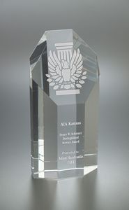 Large Octagon Tower Optical Crystal Award