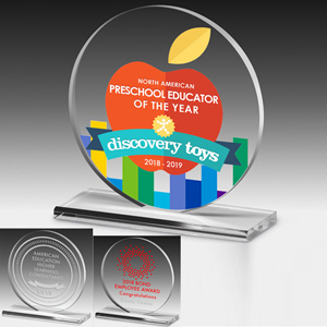 Laser Engraved Elegant Round Acrylic Award (6"x 6 1/4"x 3/8")