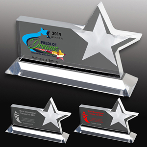 Laser Engraved Horizontal Star Award (9"x 5 1/2"x 3/4")