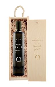 Laser-Engraved Wood Box w/Custom Etched Balsamic Vinegar Bottle