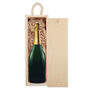 Laser-Engraved Wood Box w/Custom Etched Sparkling Wine Bottle