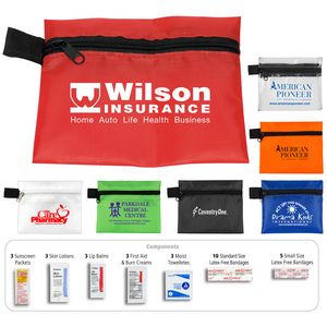 "Lazy Day" 31 Piece Advanced First Aid Sun and Outdoors Kit in Zipper pack Components