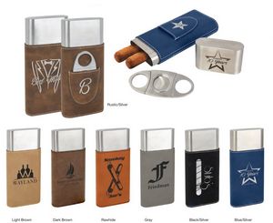 Leatherette Cigar Case with Cutter
