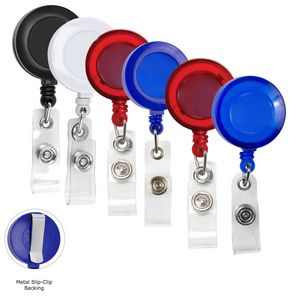 "Lorain VL" Round Retractable Badge Reel & Badge Holder w/Metal Slip Clip Backing (Full Color)