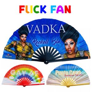Loud Clack Satin & Bamboo Hand Fan 13" X 25"
