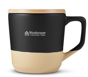 Low Minimum - 16.5 Oz. Ceramic Mug w/Wood Lid
