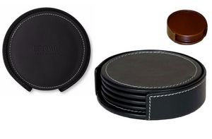 Luxury 4 Part Leatherette Round Coaster Set
