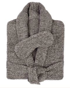 Malibu Adult Robe & Eye Mask Sets - Heathered - Kash-loungeâ„¢ - Silver Fox / Pewter - XL