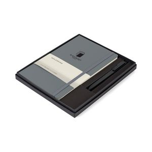 MoleskineÂ® Large Notebook and GO Pen Gift Set - Slate Grey