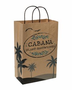 Multi-sided Full Color Natural Shopper Paper Bag - Black Handle (8.5" x 13.375" x 5")