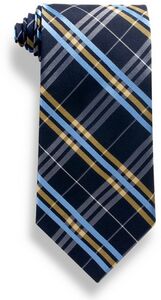 Navy Blue Plaid Silk Tie