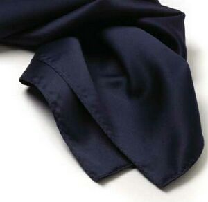 Navy Blue Silk Scarf - 8"x45"