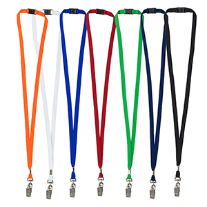 "OWEN" 3/8" Blank Lanyard with Breakaway Safety Release Attachment - Bulldog Clip
