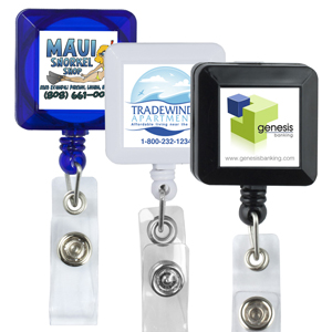 "Olmsted VL" Retractable Badge Reel & Badge Holder w/Metal Rotating Alligator Clip (Full Color)