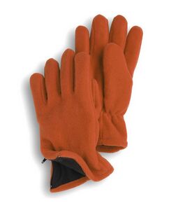 Orange Fleece Zipper Gloves