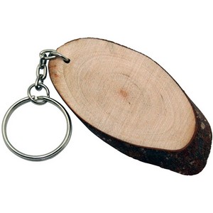 Oval Natural Wood Keyring