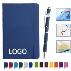PU Soft Cover Notebook & Stylus Pen Set with Pen Loop