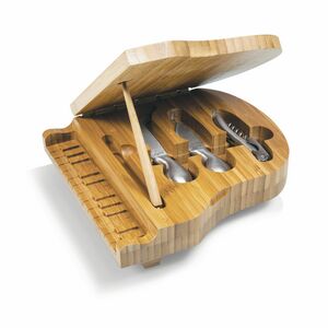 Piano Shaped Cutting Board w/3 Wine & Cheese Tools