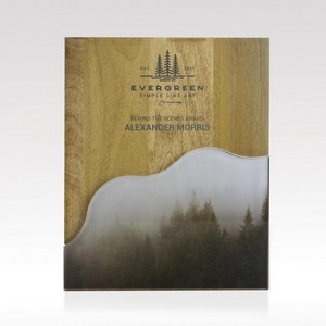 Plaque Wave Puzzle - Customizable Acrylic Wood Award 7x9