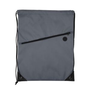 Polyester Drawstring Backpack with Front Zipper