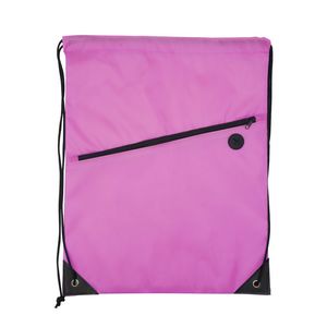 Polyester Drawstring Backpack with Front Zipper