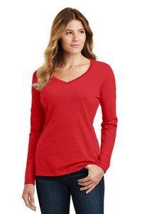 Port & Co Women's Long Sleeve Fan Favorite V-Neck Tee.