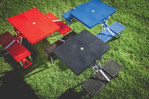Portable Folding Picnic Table w/Four Integrated Seats