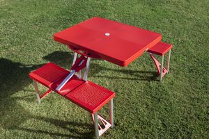 Portable Folding Picnic Table w/Four Integrated Seats