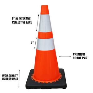 Premium Eco-Friendly 28" Traffic Cones with 6" and 4" Reflective Collars