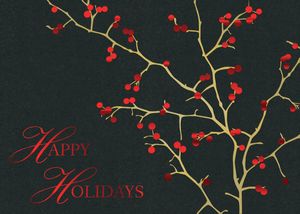 Premium-Red Berries Holiday Greeting Card