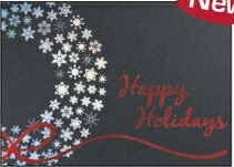 Premium-Silver Snowflakes on Black Holiday Greeting Card