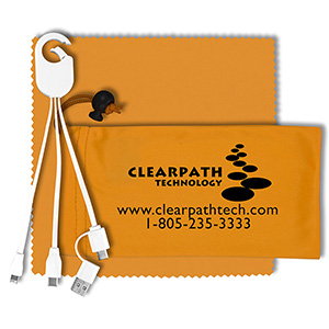 "RECHARGE PACK" Mobile Tech Charging Cable Kit in Microfiber Cinch Pack