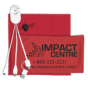 "RECHARGE PACK" Mobile Tech Charging Cable Kit in Microfiber Cinch Pack