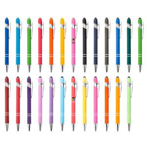 Rainbow Rubberized Soft Touch Ballpoint Pen With Stylus Tip