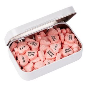 Rectangular Tin - Imprinted Conversation Hearts