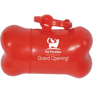 Red Bone Shaped Pet Waste Bag Dispenser (3.125" x 1.75")
