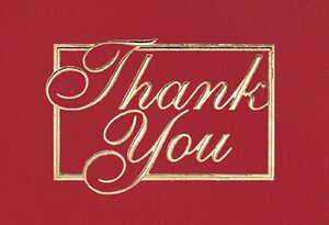 Red & Gold Thank You Everyday Business Note Card (3 1/2"x5")