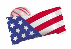 Red Striped Peppermint Candy w/ Stock US Flag Wrapper