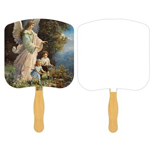 Religious Hand Fan/ Guardian Angel with Four Color Process Imprint