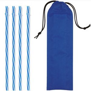 Reusable Straws in Full Color Drawstring Pouch