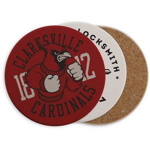 Round Ceramic Coaster with Cork Base