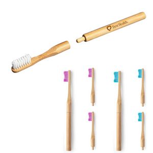 Round Handle Bamboo Toothbrush With Replaceable Heads For Adult