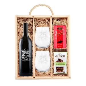 Rustic Laser-Engraved Wood Box w/Etched Wine
