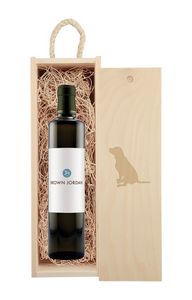 Rustic Laser-Engraved Wood Box w/Full-Color Custom Labeled Balsamic Vinegar