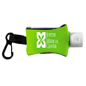 "SanPal Sleeve" .5 oz Hand Sanitizer Antibacterial Gel in Clip-On Neoprene Sleeve Cover