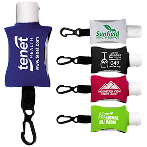 "SanPal Sleeve" .5 oz Hand Sanitizer Antibacterial Gel in Clip-On Neoprene Sleeve Cover