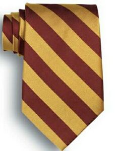 School Stripes Tie - Maroon Red/Gold