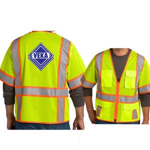 Screen Print CornerStoneÂ® ANSI 107 Class 3 Surveyor Mesh Zippered Two-Tone Short Sleeve Vest